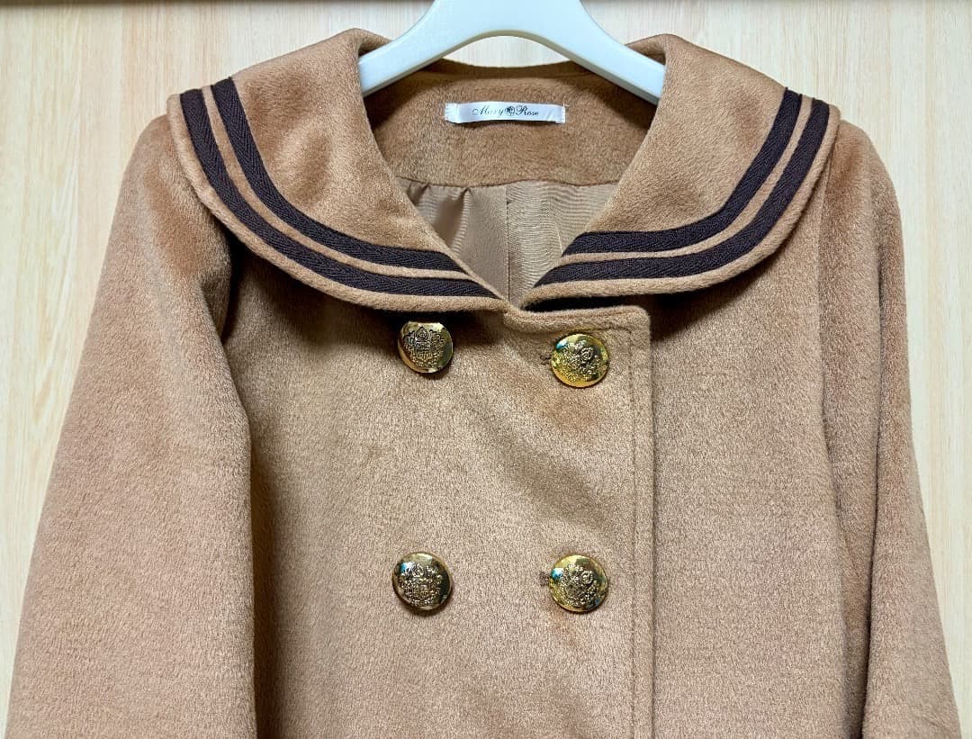夢展望 プリーツセーラーコート キャメル Mサイズ