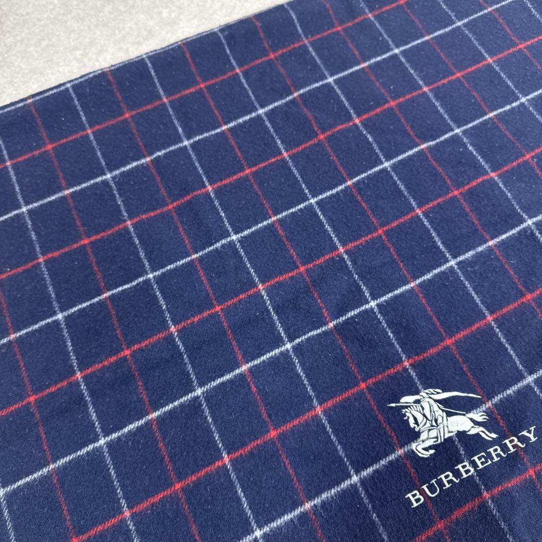 BURBERRY バーバリー 大判 チェック柄 ブランケット ストール 刺繍ロゴ
