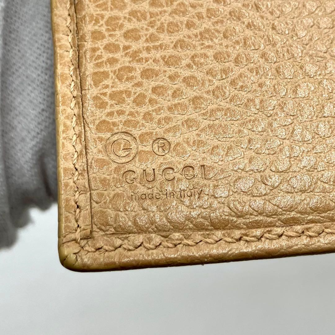 【美品】GUCCI グッチ インターロッキング 折り財布 二つ折り財布 ベージュ
