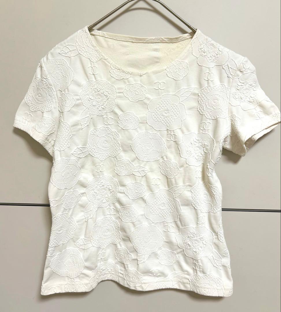 CHANEL シャネル カメリア ココマーク デザイン 半袖 Tシャツ M相当