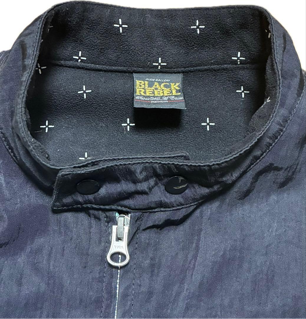 RUDEGALLERY刺繍レーシングジャケットM黒ブラックブルゾンワッペン白