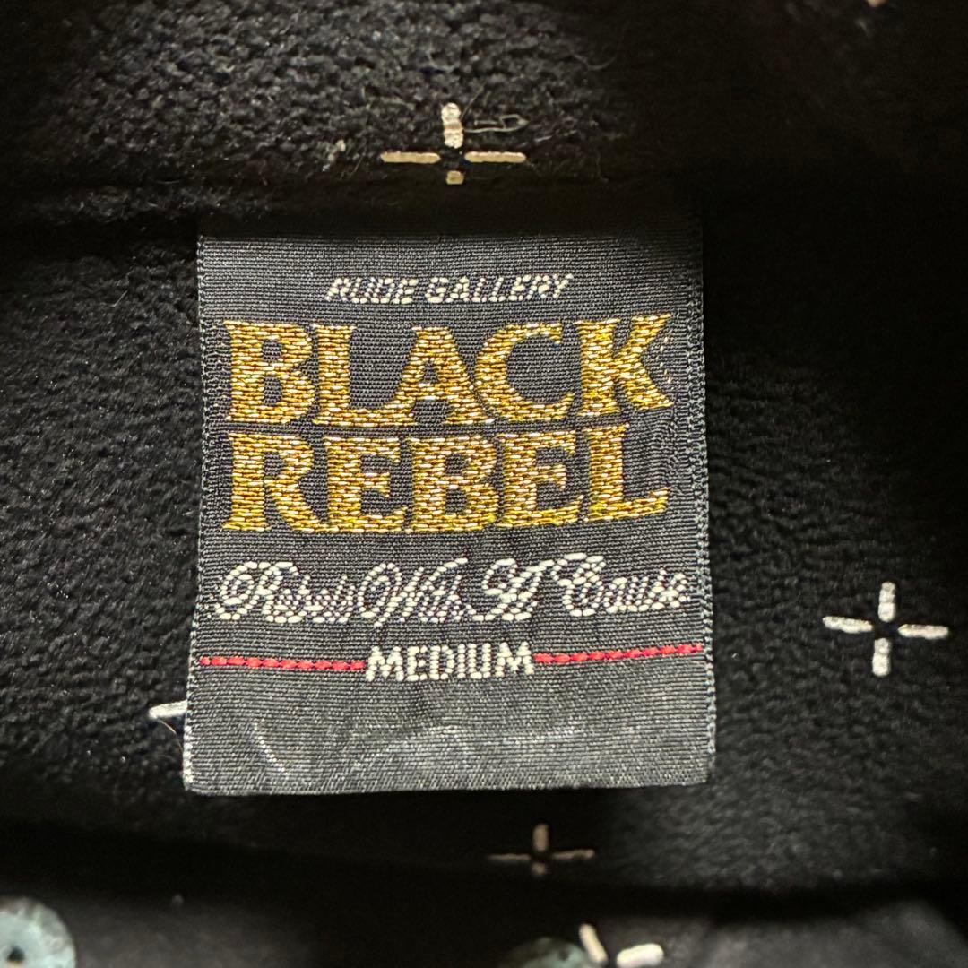 RUDEGALLERY刺繍レーシングジャケットM黒ブラックブルゾンワッペン白