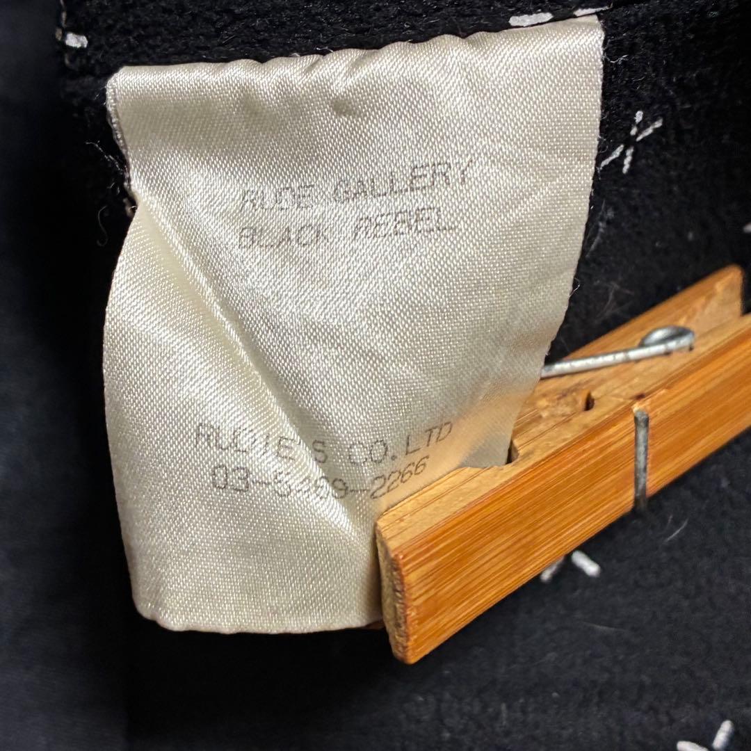 RUDEGALLERY刺繍レーシングジャケットM黒ブラックブルゾンワッペン白