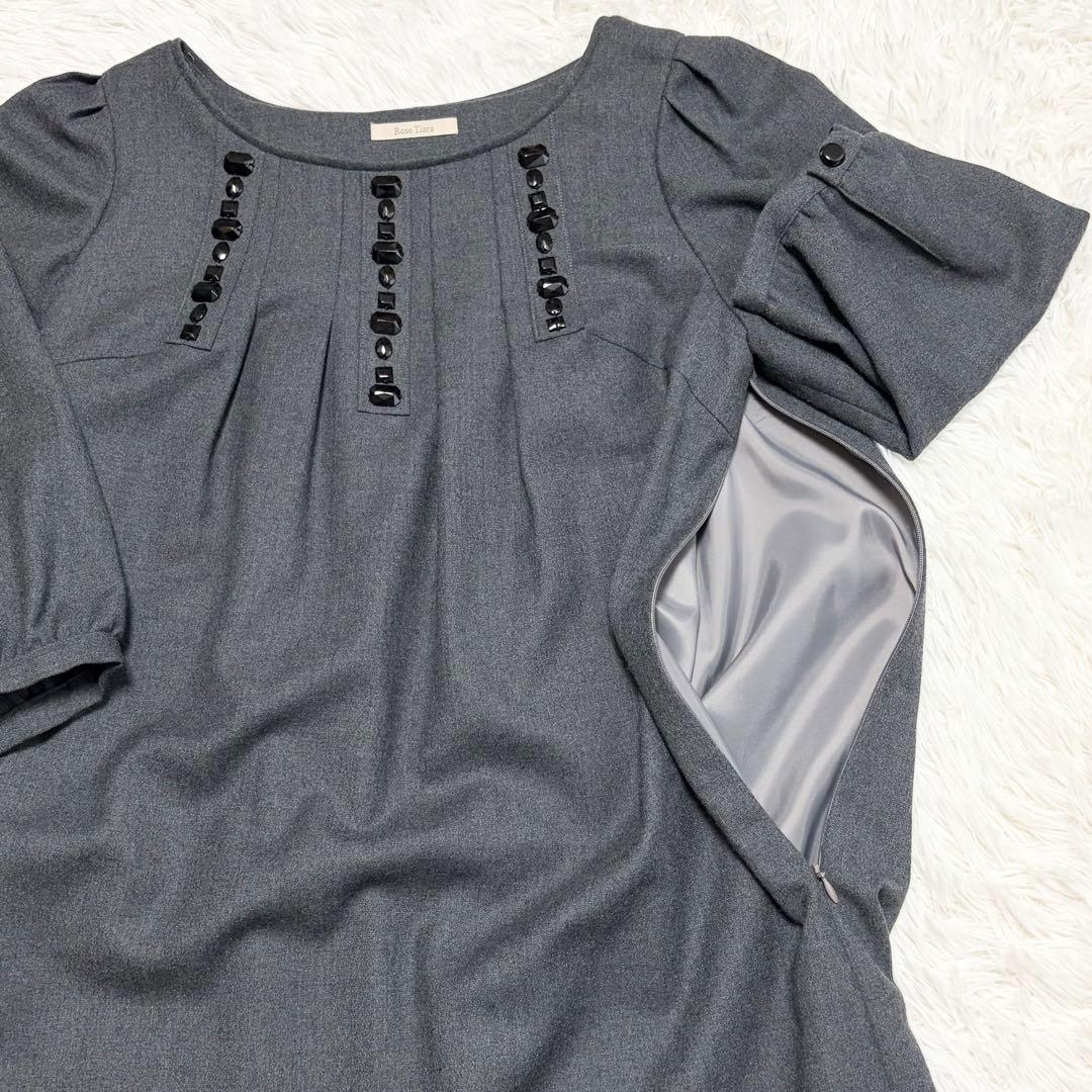 Rose Tiara ローズティアラワンピース　ビジュー　フレア　七分袖