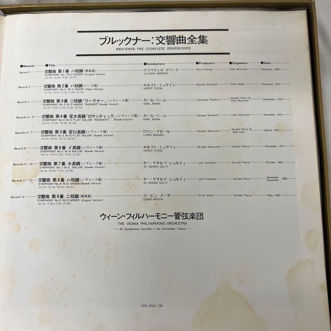 ブルックナー　交響曲全集　LP13枚全セット