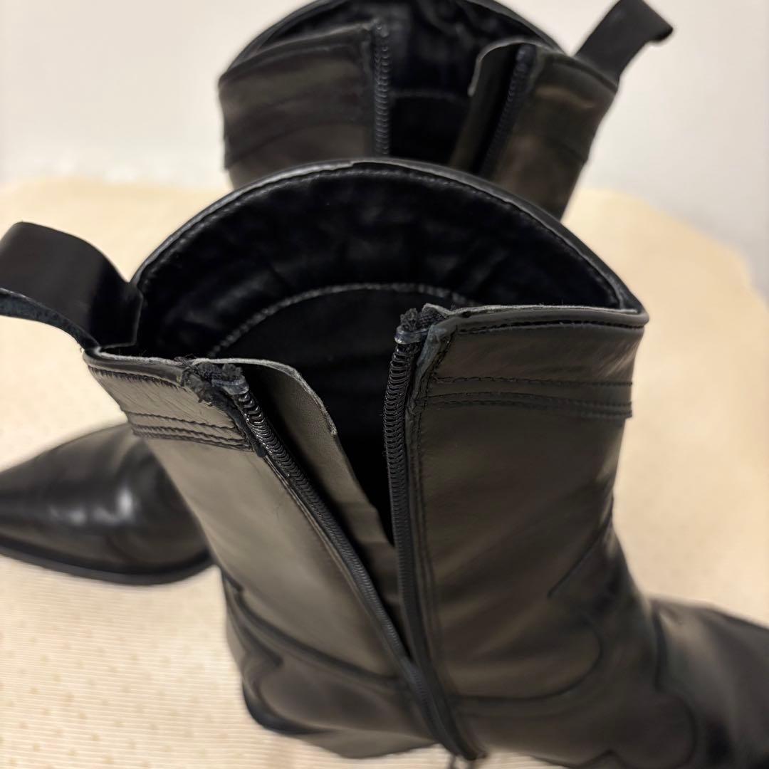ZARA 美品☆ヒール カウボーイアンクルブーツ ウエスタンブーツ 25cm