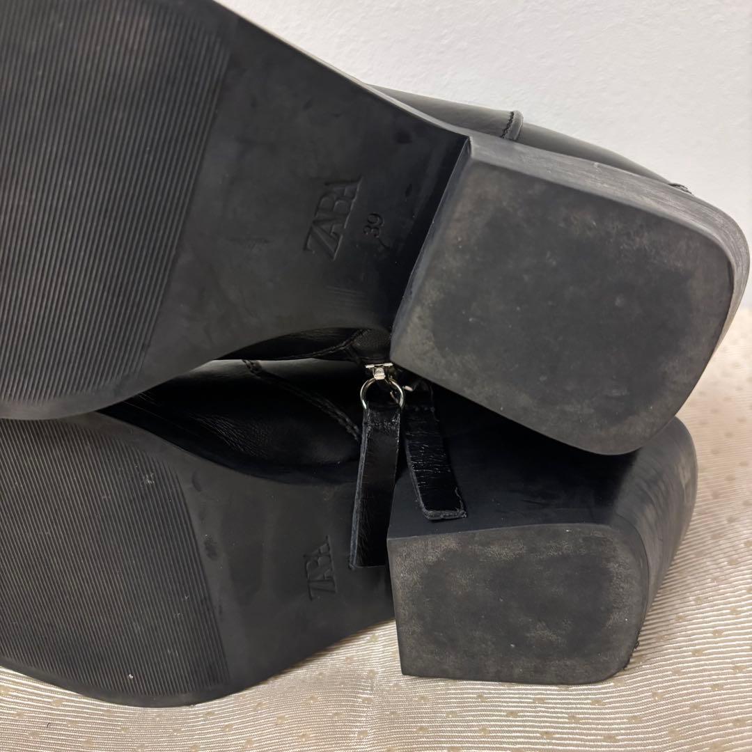 ZARA 美品☆ヒール カウボーイアンクルブーツ ウエスタンブーツ 25cm