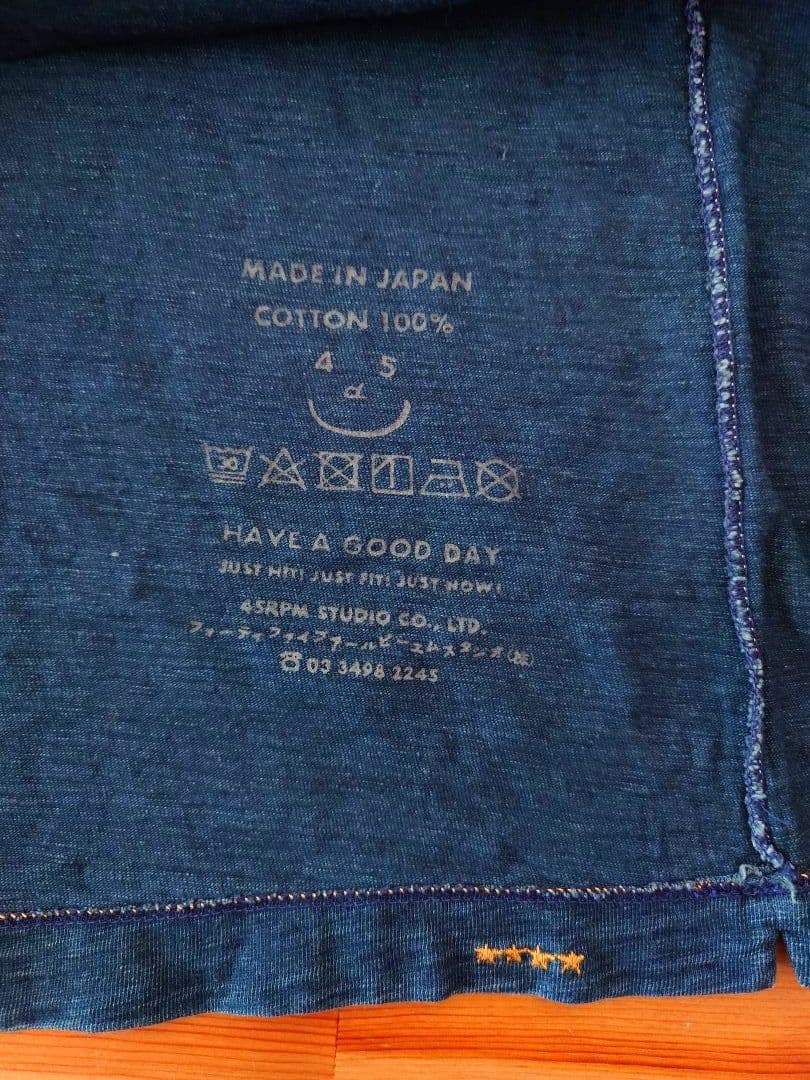 45R 天竺の四角Tシャツ インディゴ