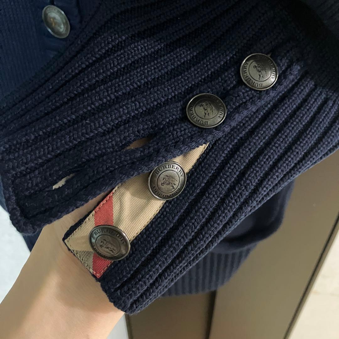 【美品】BURBERRY LONDONウール100％ ショールカラーカーディガン