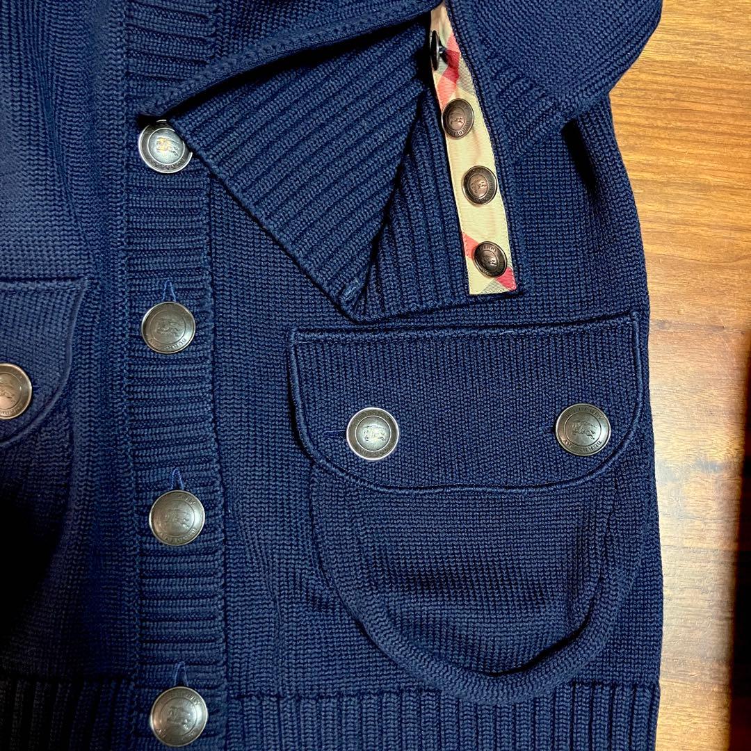 【美品】BURBERRY LONDONウール100％ ショールカラーカーディガン