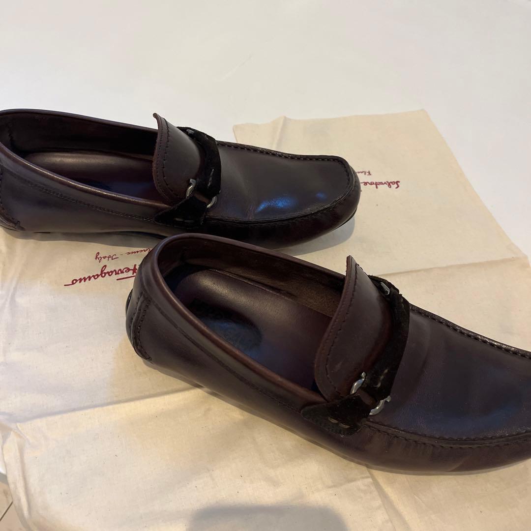SF-4【USED美品】フェラガモ・スリッポン7.5EEE25.5~26.5cm