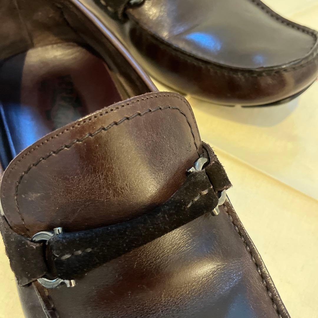 SF-4【USED美品】フェラガモ・スリッポン7.5EEE25.5~26.5cm