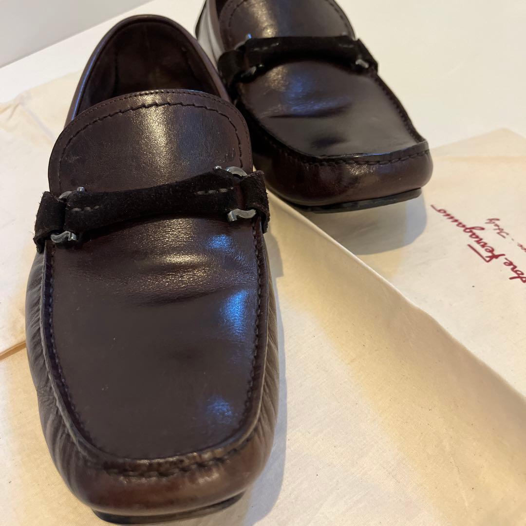 SF-4【USED美品】フェラガモ・スリッポン7.5EEE25.5~26.5cm