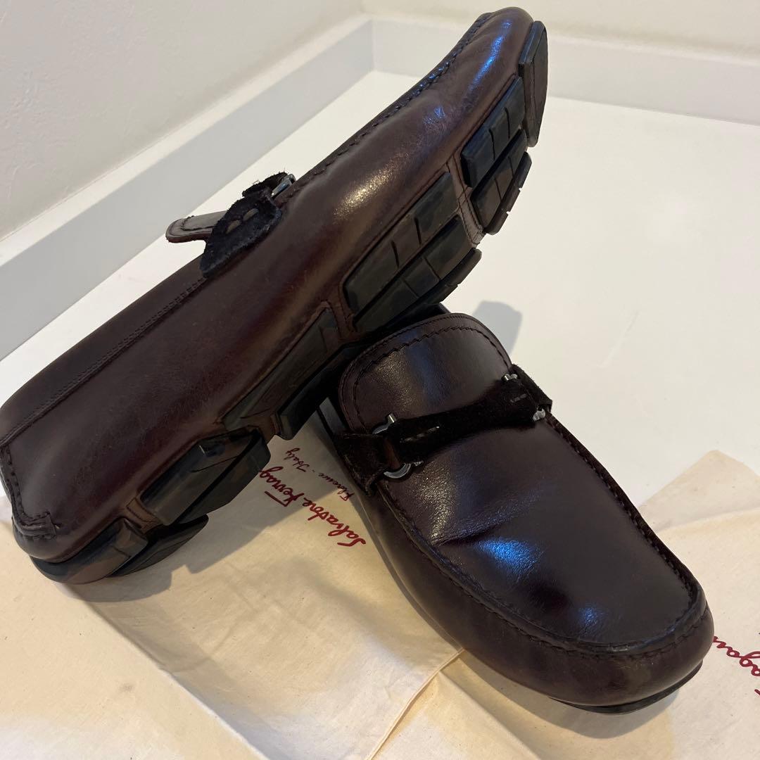 SF-4【USED美品】フェラガモ・スリッポン7.5EEE25.5~26.5cm