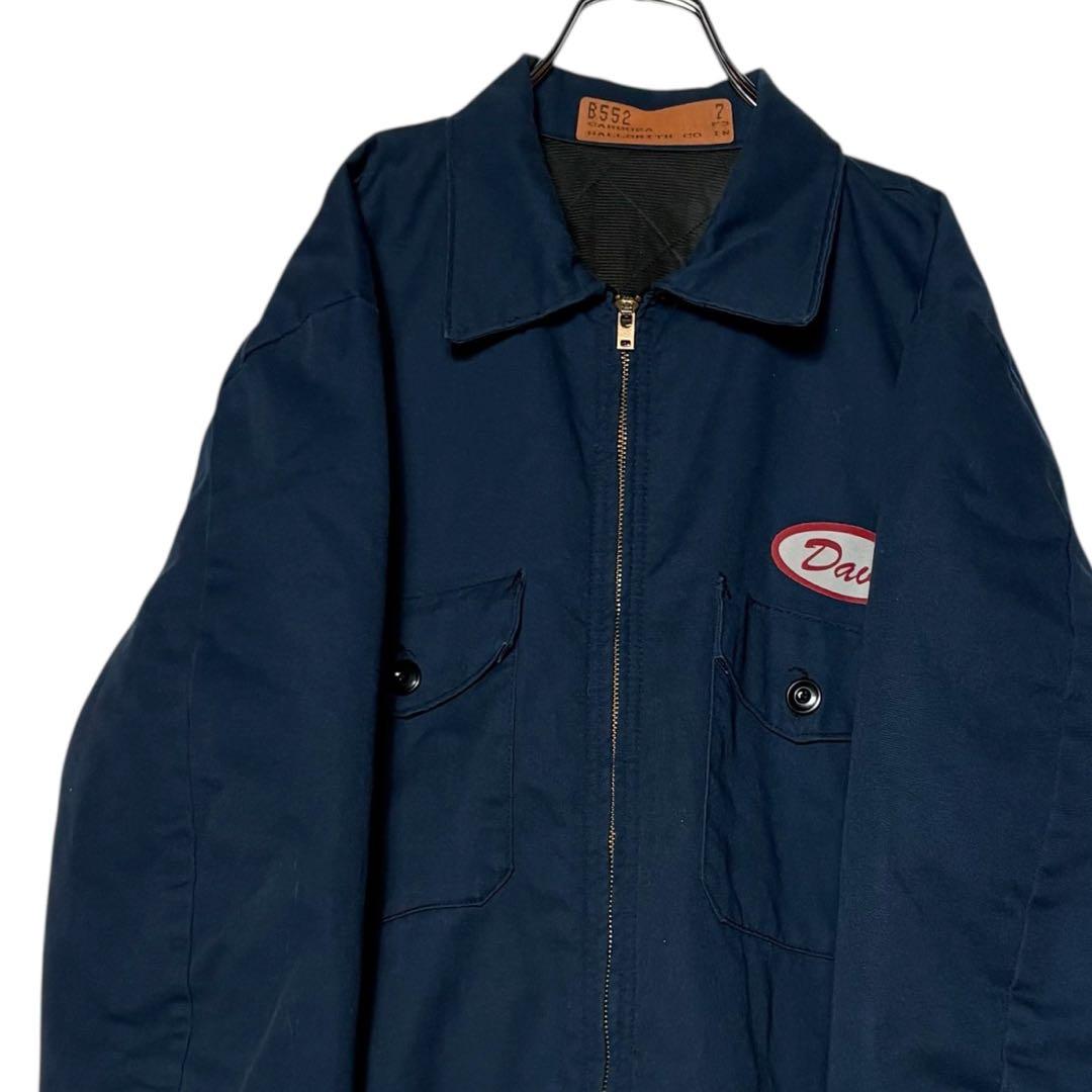 90sヴィンテージUSA古着 ワークジャケット 紺色L 短丈ブルゾン ジャンパー