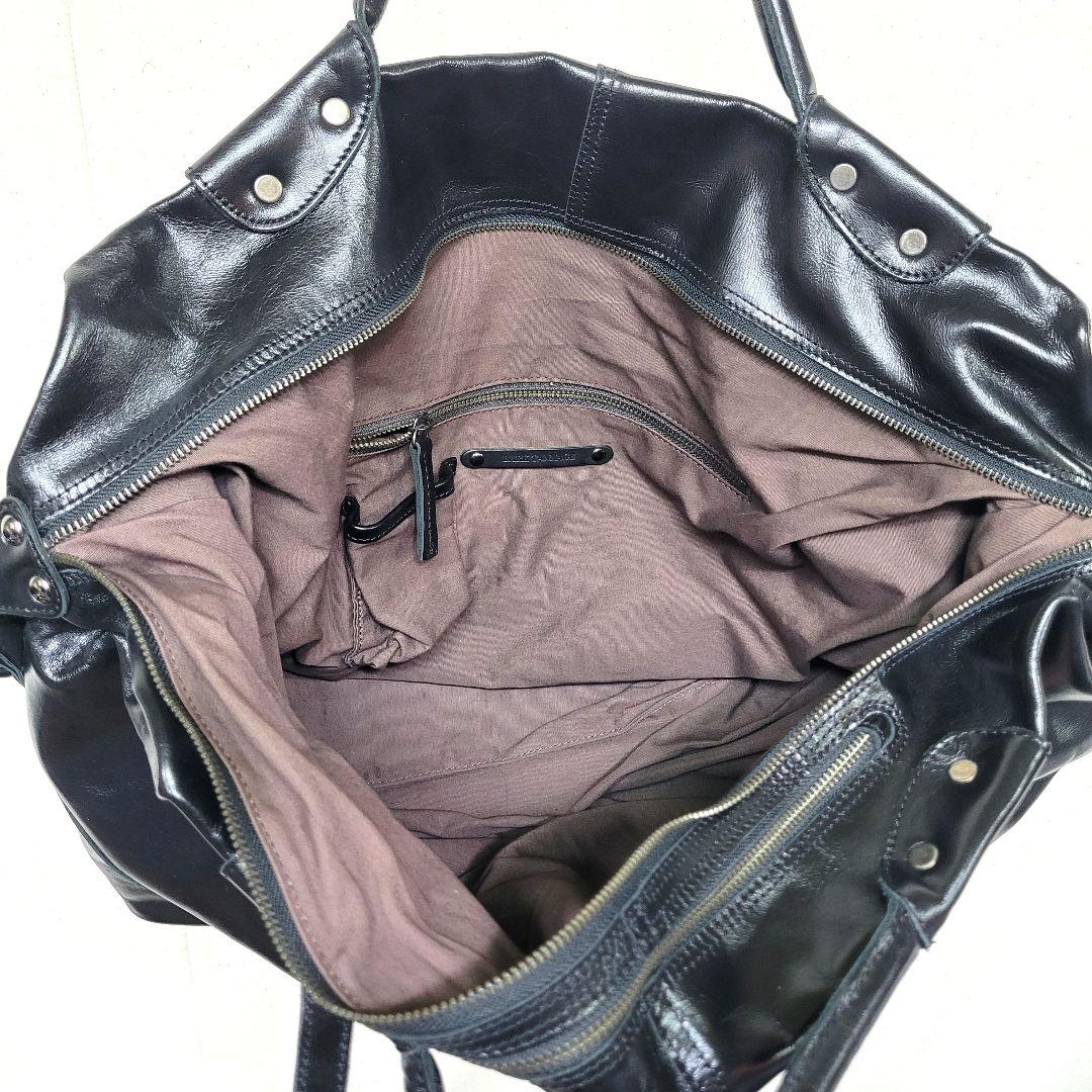 nano universe BARK TANNAGE レザー ボストンバッグ 黒