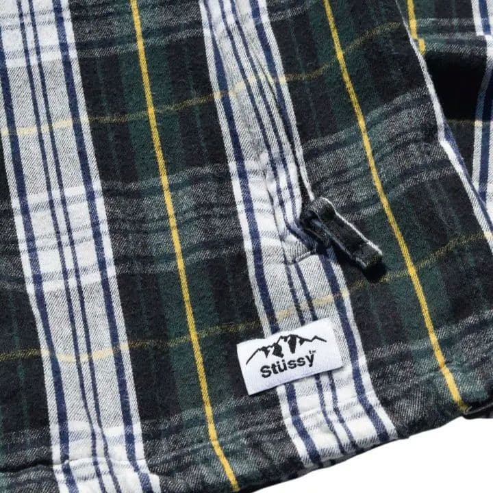 00s STUSSY ジップアップ フーデットジャケット フード チェック ネル