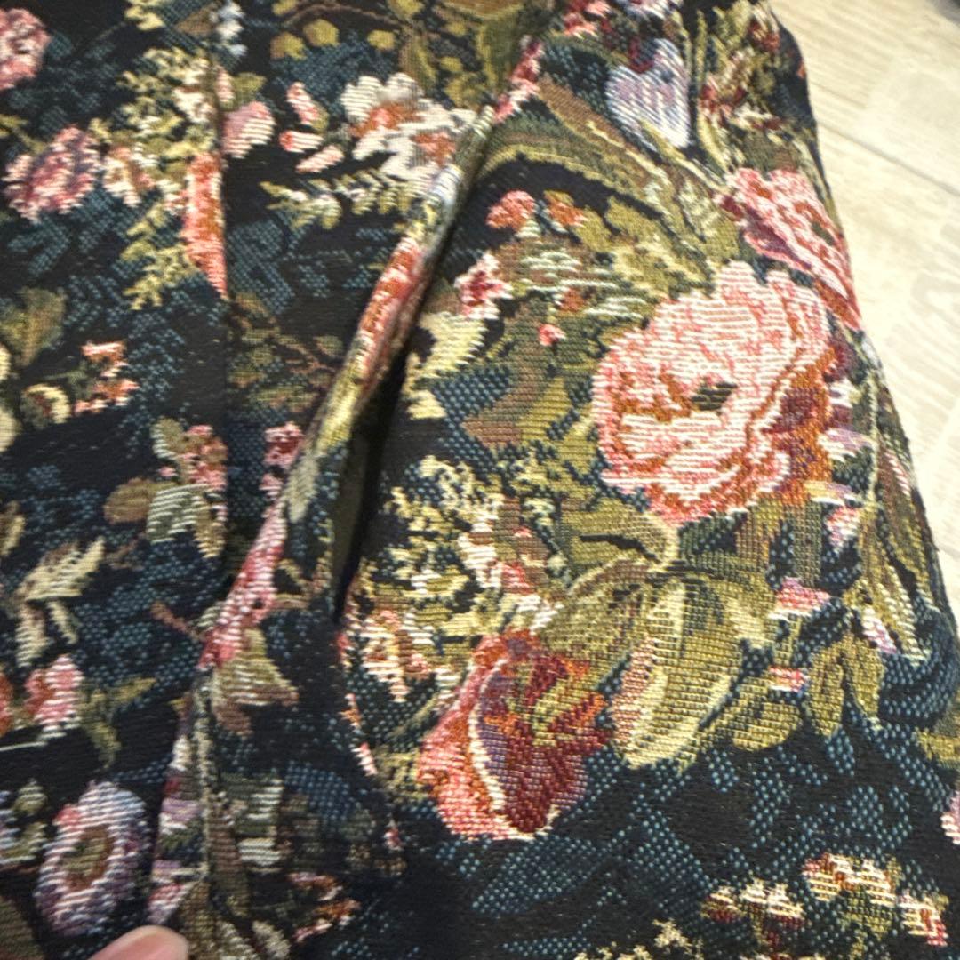 美品　マデイラ　ゴブランのフェイクファー付きコート38サイズ