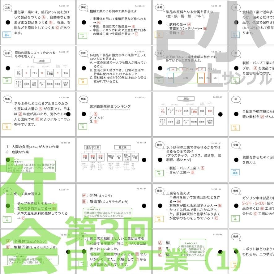 中学受験 暗記カード【5年上 社会・理科1-9回】 予習シリーズ 組み分け対策