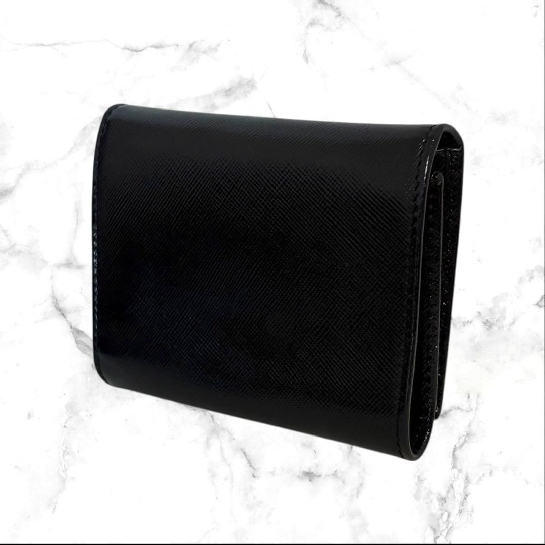 極上美品✨ PRADA プラダ 三つ折り財布 サフィアーノ ブラック 三角ロゴ