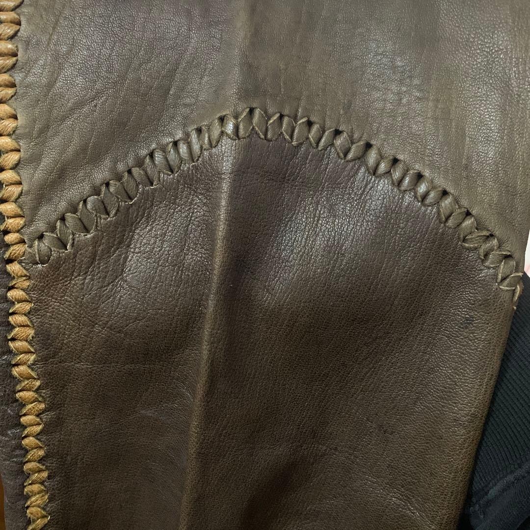 ヴィンテージレザーパンツ /60〜80sパッチワーク　42talon zip