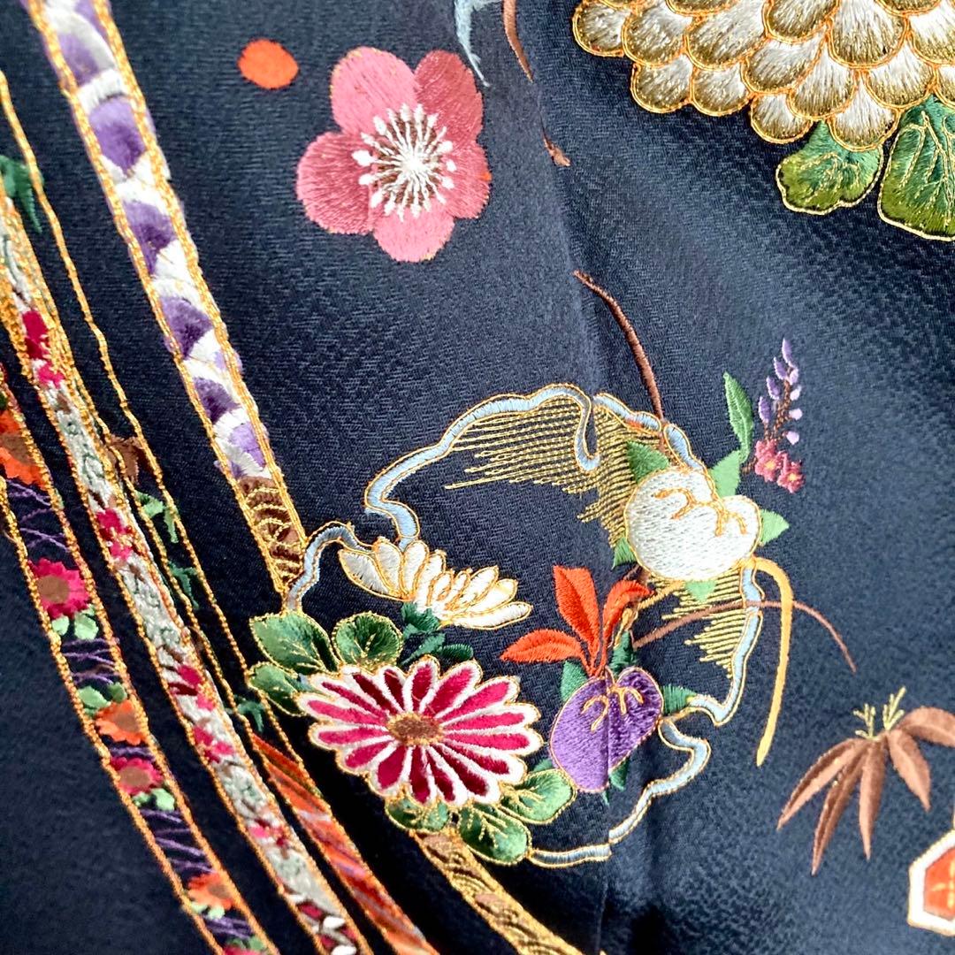 ★おはな★濃グレー 刺繍 振袖4点セット‼️TM NO120 フルセット