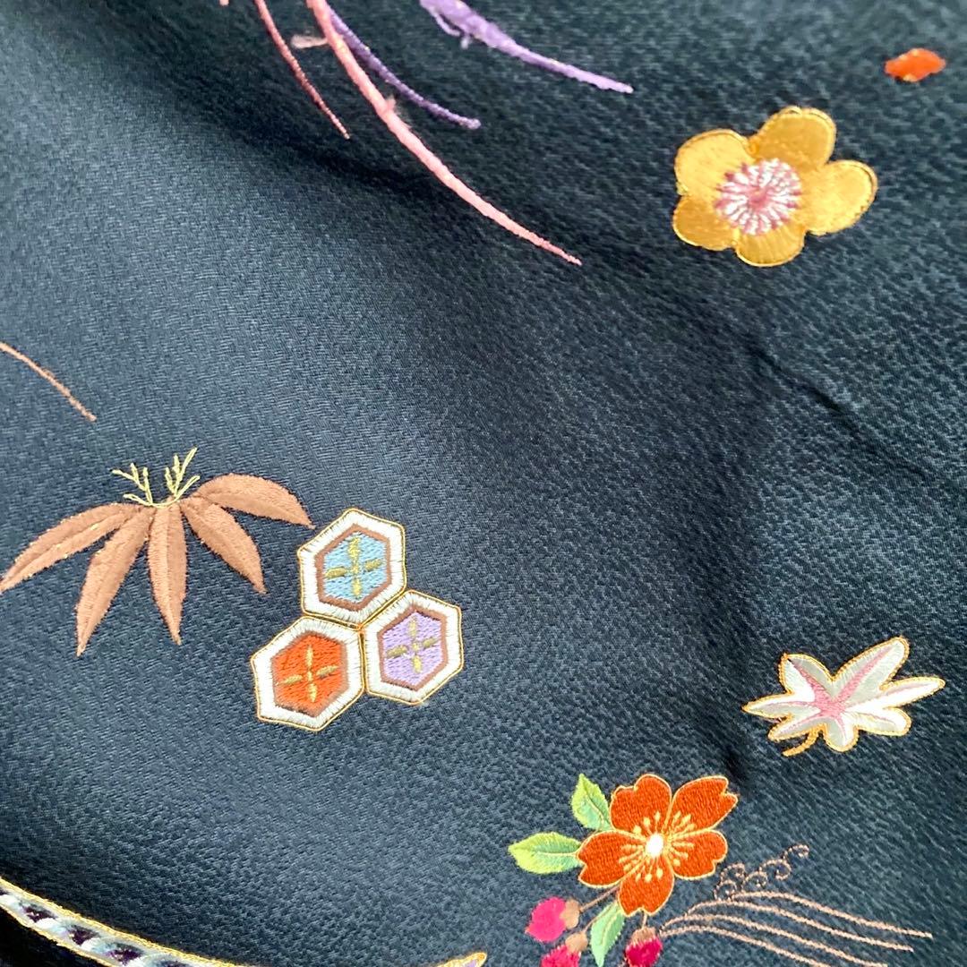 ★おはな★濃グレー 刺繍 振袖4点セット‼️TM NO120 フルセット
