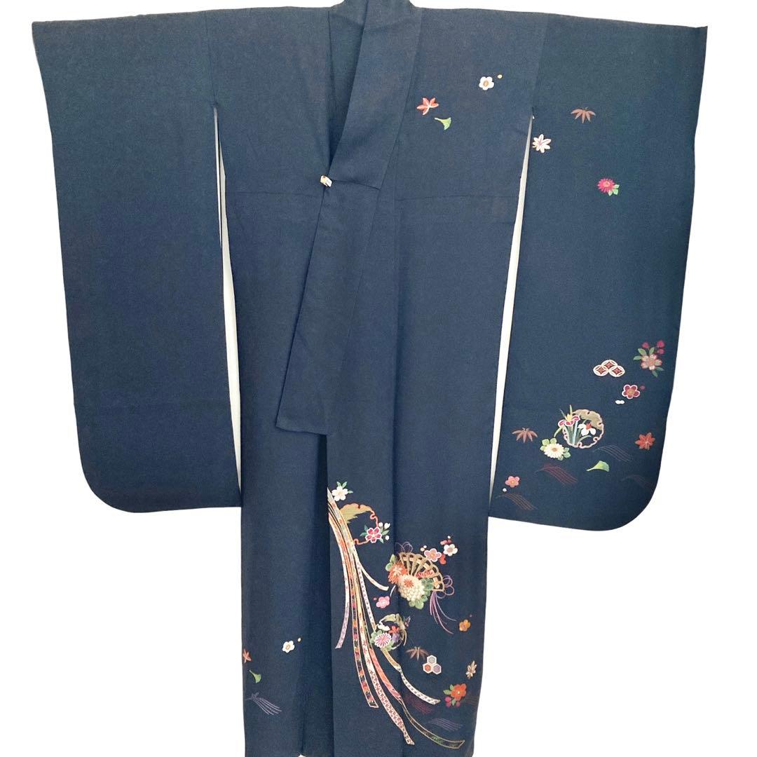 ★おはな★濃グレー 刺繍 振袖4点セット‼️TM NO120 フルセット