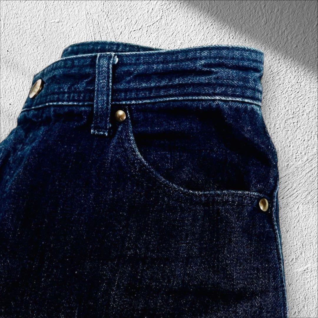 L 美品 【MOUSSY】ワイドデニムパンツ インディゴ 金ボタン ゆったり 2