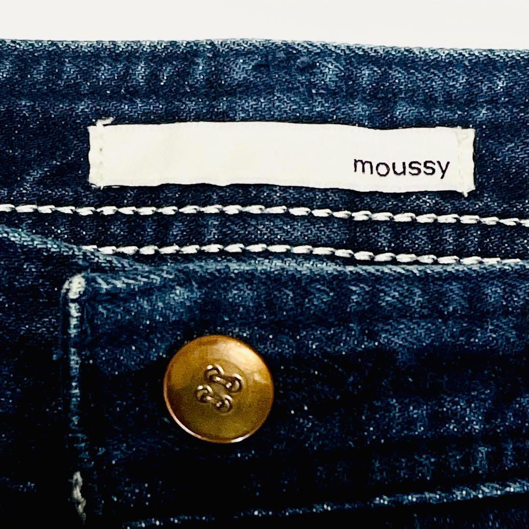 L 美品 【MOUSSY】ワイドデニムパンツ インディゴ 金ボタン ゆったり 2
