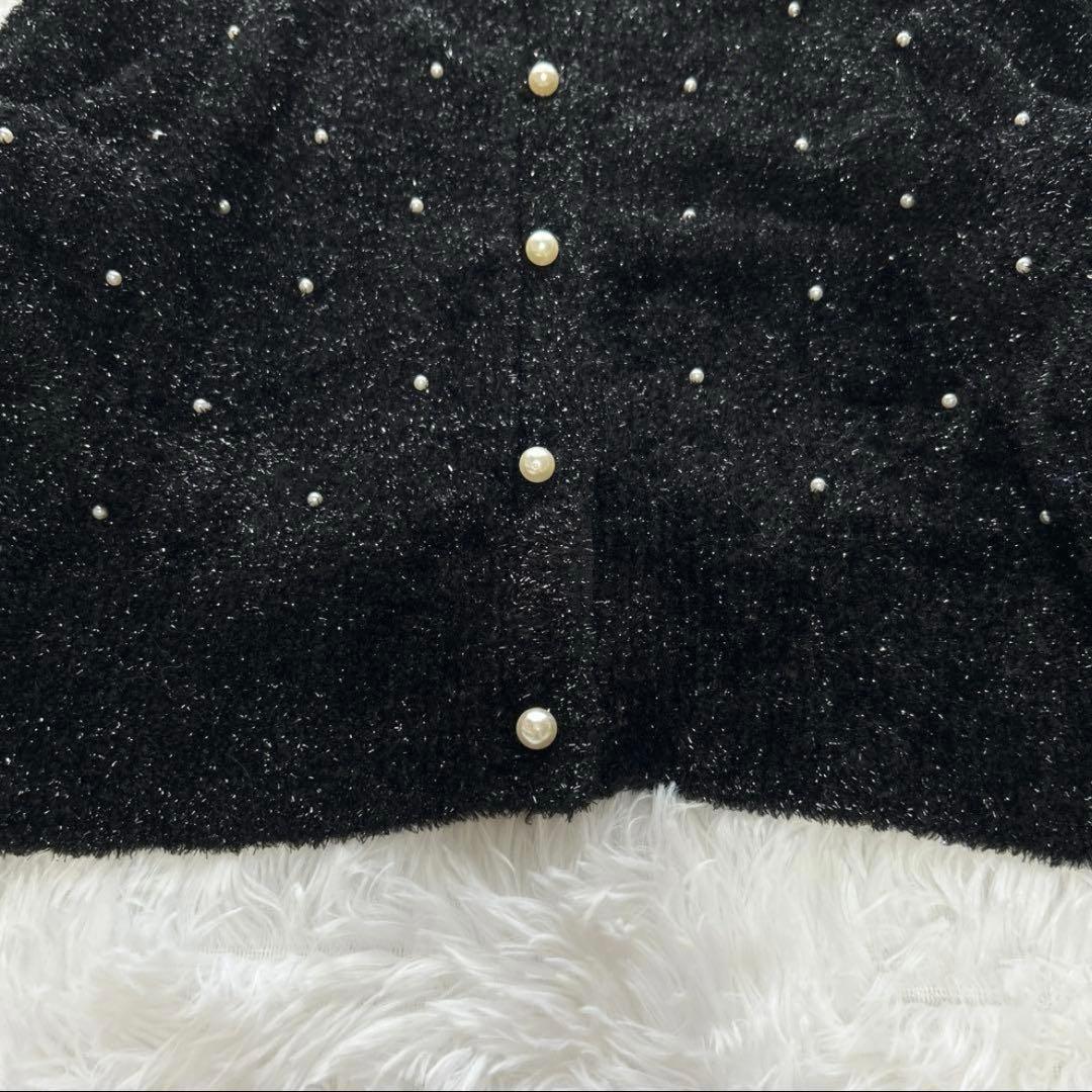 最終値下げ✨美品✨ルルウィルビー パールスタッズカーディガン　サイズ2 ブラック