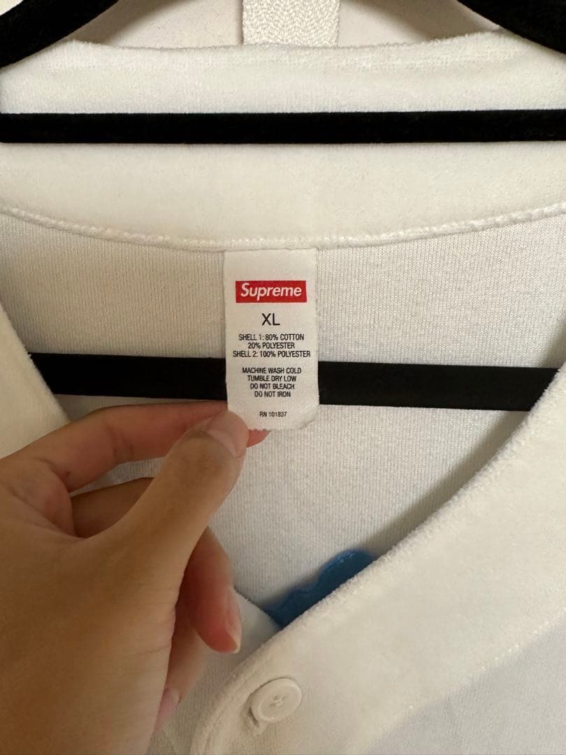 supreme シュプリーム パイル地 ベロア ベースボールシャツ XL