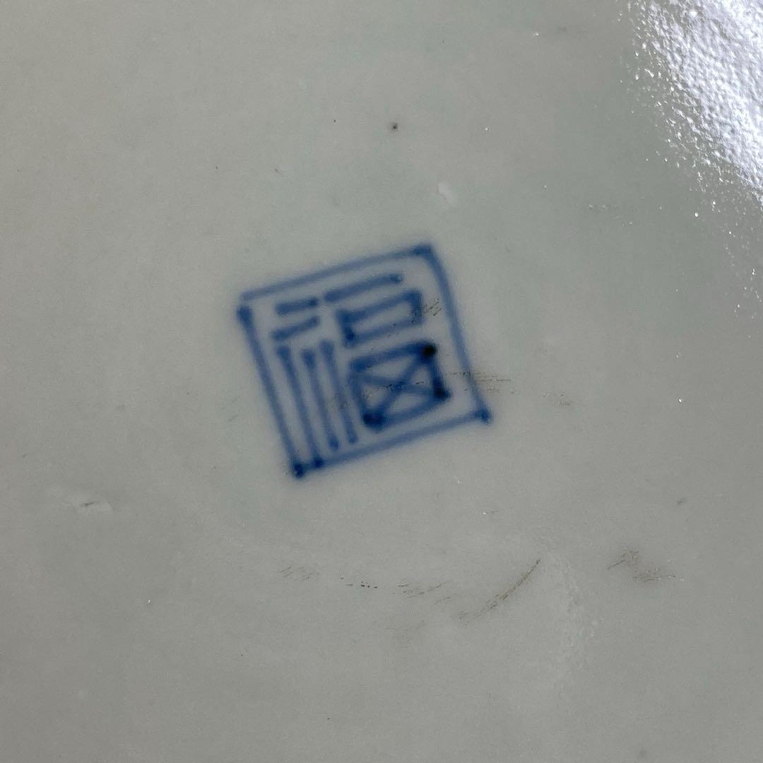 古伊万里　染錦赤絵角皿　木箱付　幅約29.5㎝　東Y7-0404③タコサ