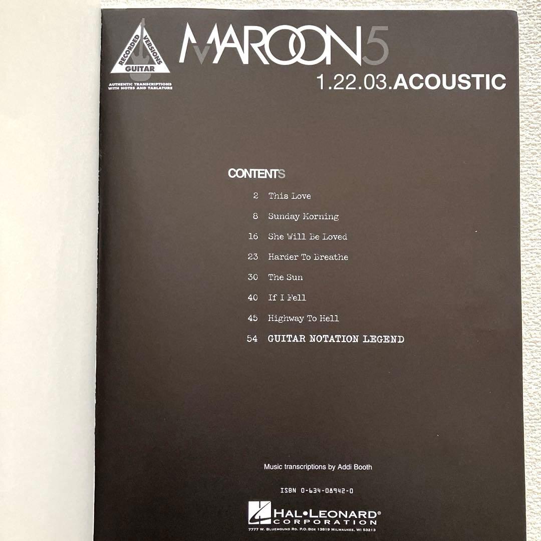 MAROON 5 1.22.03.ACOUSTIC 楽譜