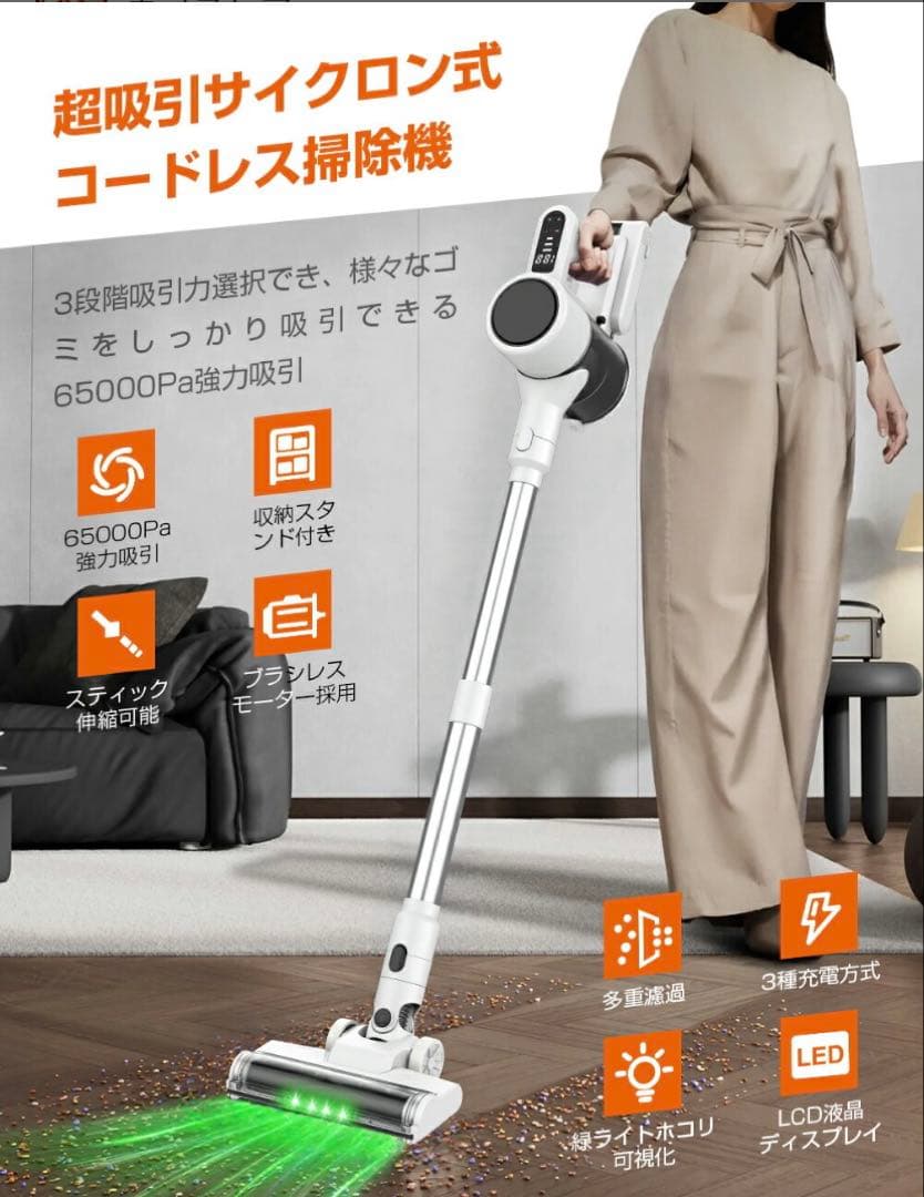 2025年最新掃除機コードレス超強力吸引&LED液晶ディスプレイ定価31800円