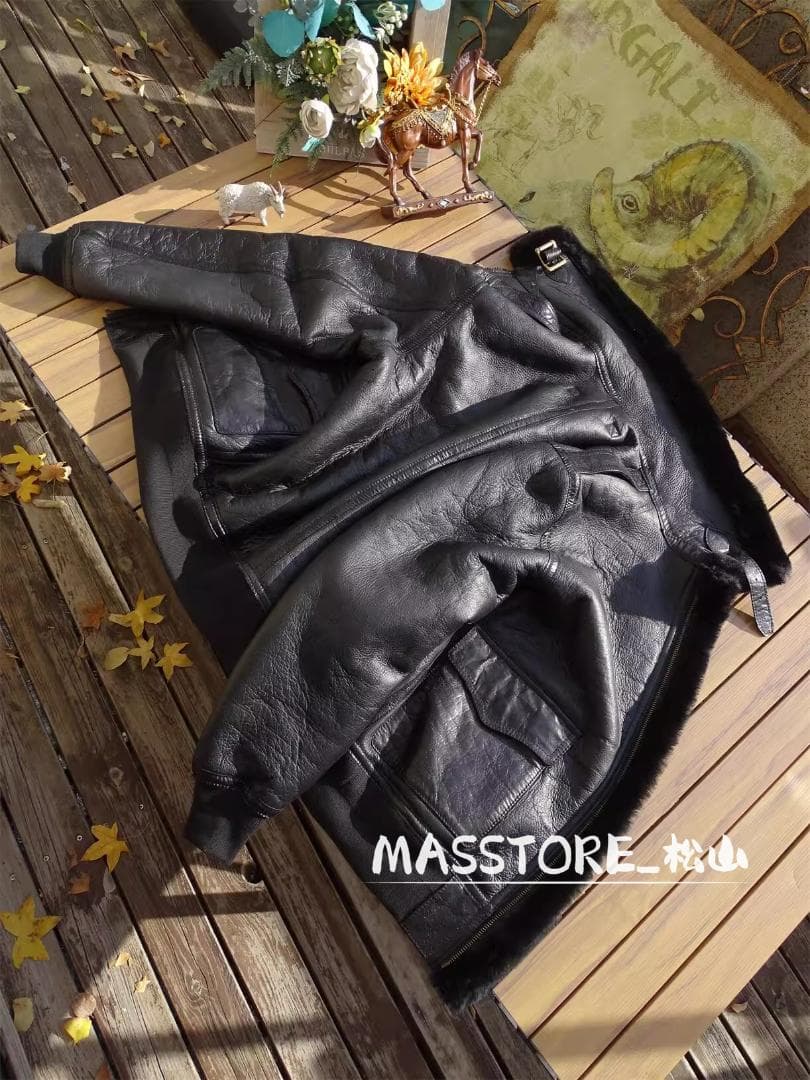 美品 革ジャン フライトジャケット羊革 ムートン 毛皮レザージャケットS-4XL