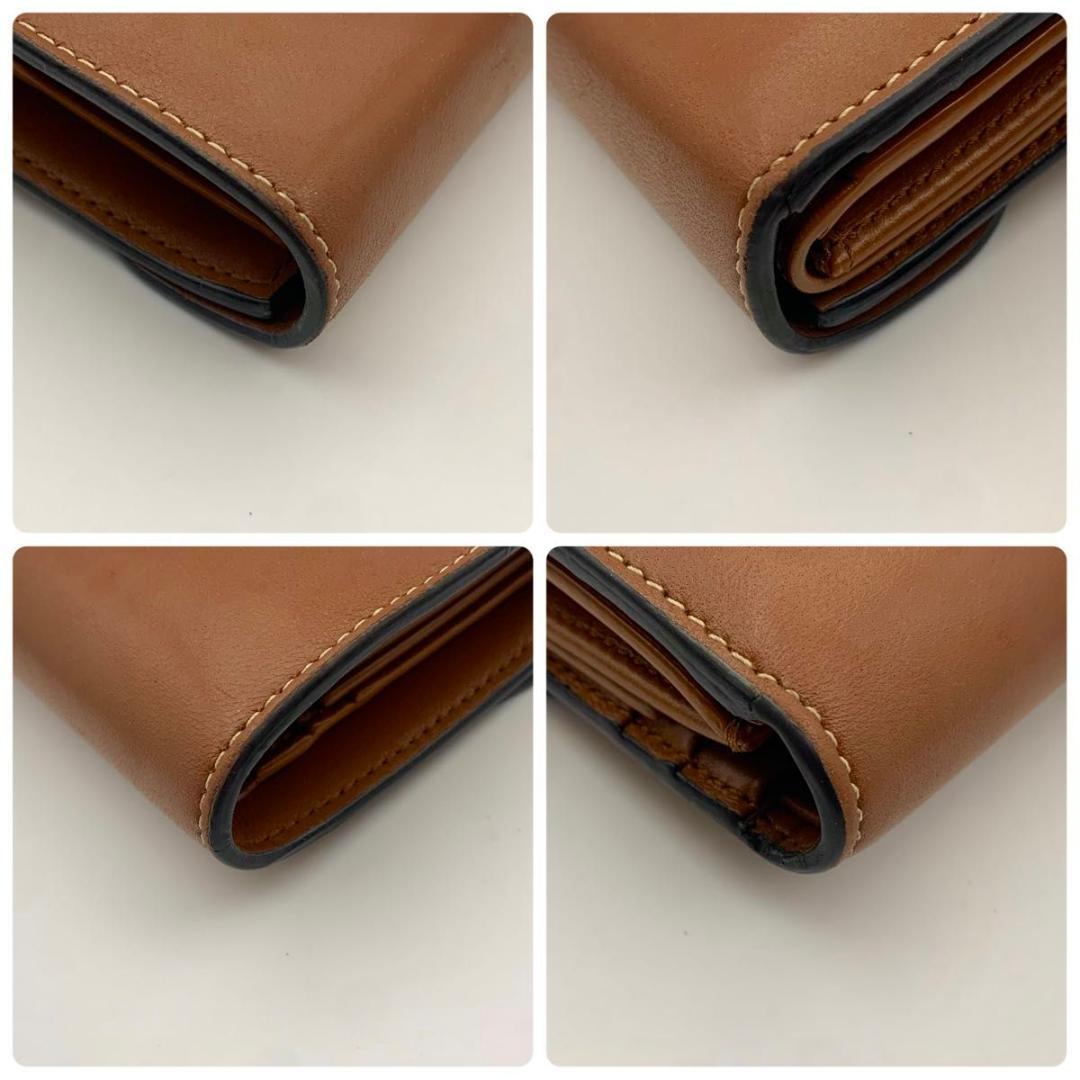 鑑定済み 箱付き セリーヌ スモールフラップウォレット 財布 茶 トリオンフ