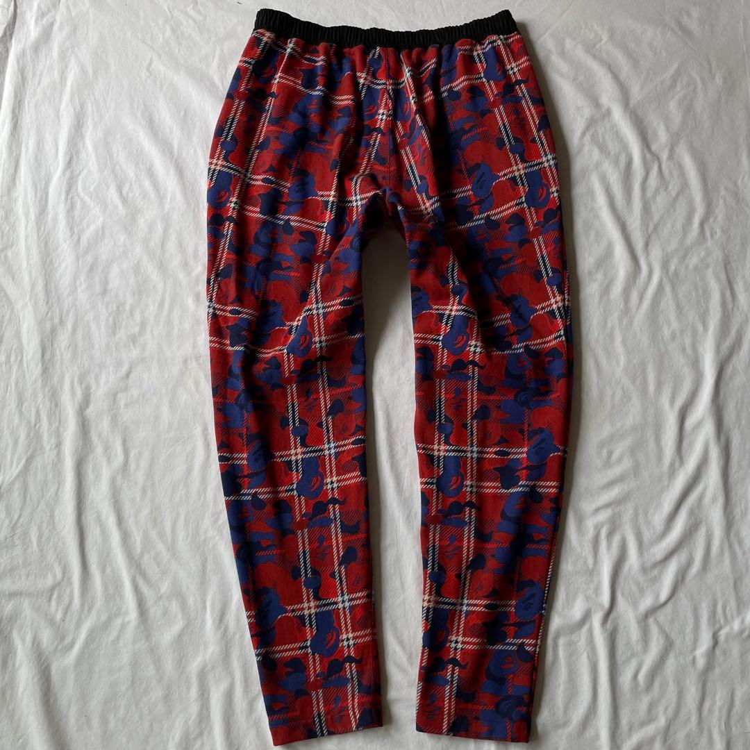 美品 A BATHING APE CHECK CAMO SWEAT PANTS