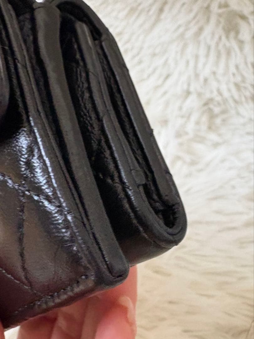 【極美品！】CHANEL マセラッテイ ブラック ラムレザー Wホック三つ折財布
