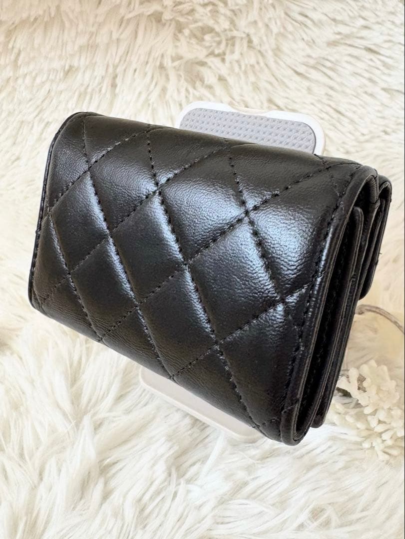 【極美品！】CHANEL マセラッテイ ブラック ラムレザー Wホック三つ折財布