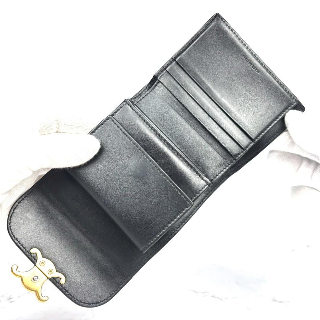 【極上美品】CELINE⭐セリーヌ【トリオンフ⭐箱付】折り財布 ゴールド金具⭐黒