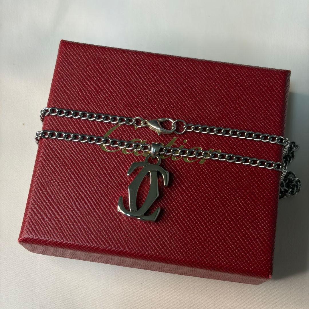 【美品】Cartier カルティエ ダブルシー チャーム&ネックレス 刻印あり