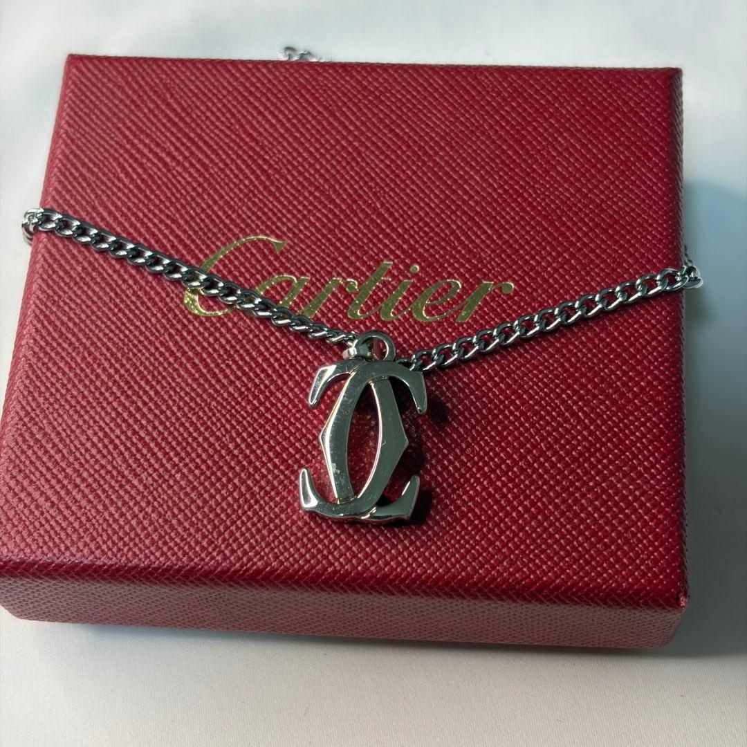 【美品】Cartier カルティエ ダブルシー チャーム&ネックレス 刻印あり
