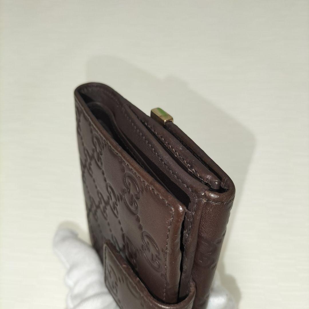 GUCCI ダークブラウン グッチシマレザー　二つ折り財布