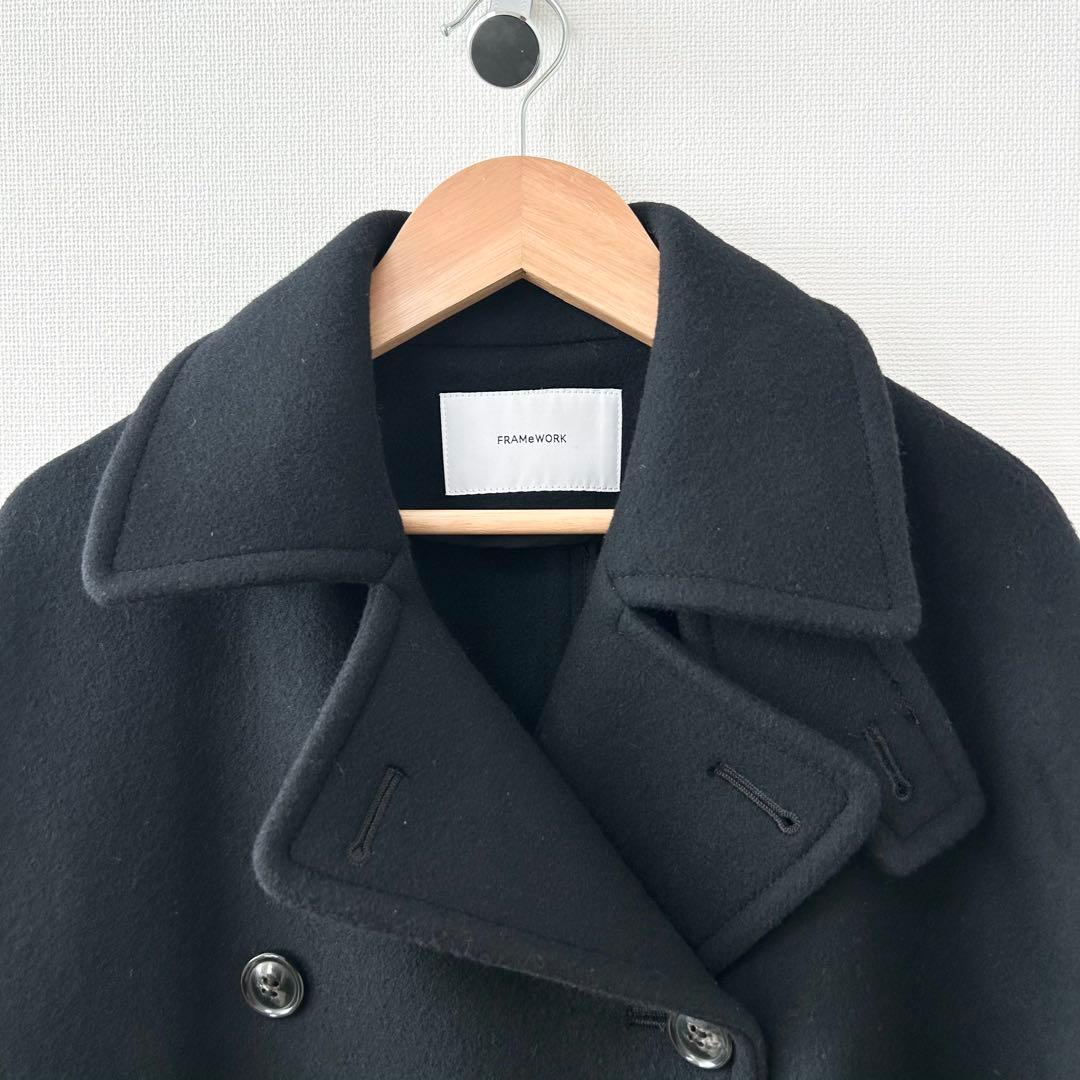 美品✨FRAMeWORK フレームワーク　ロングPコート　ブラック　36