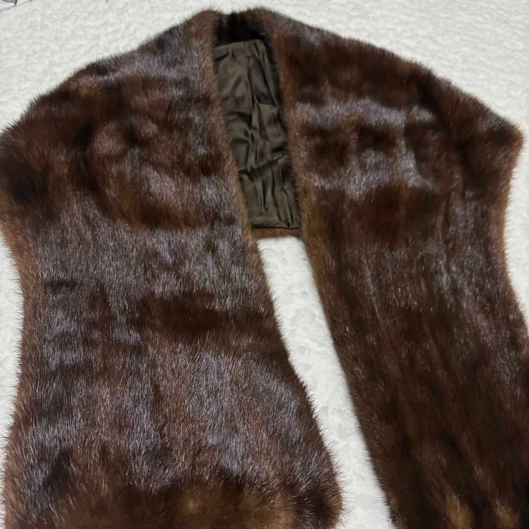【極上光沢·極美品】大判 ミンクファー　毛皮マフラー　ストール