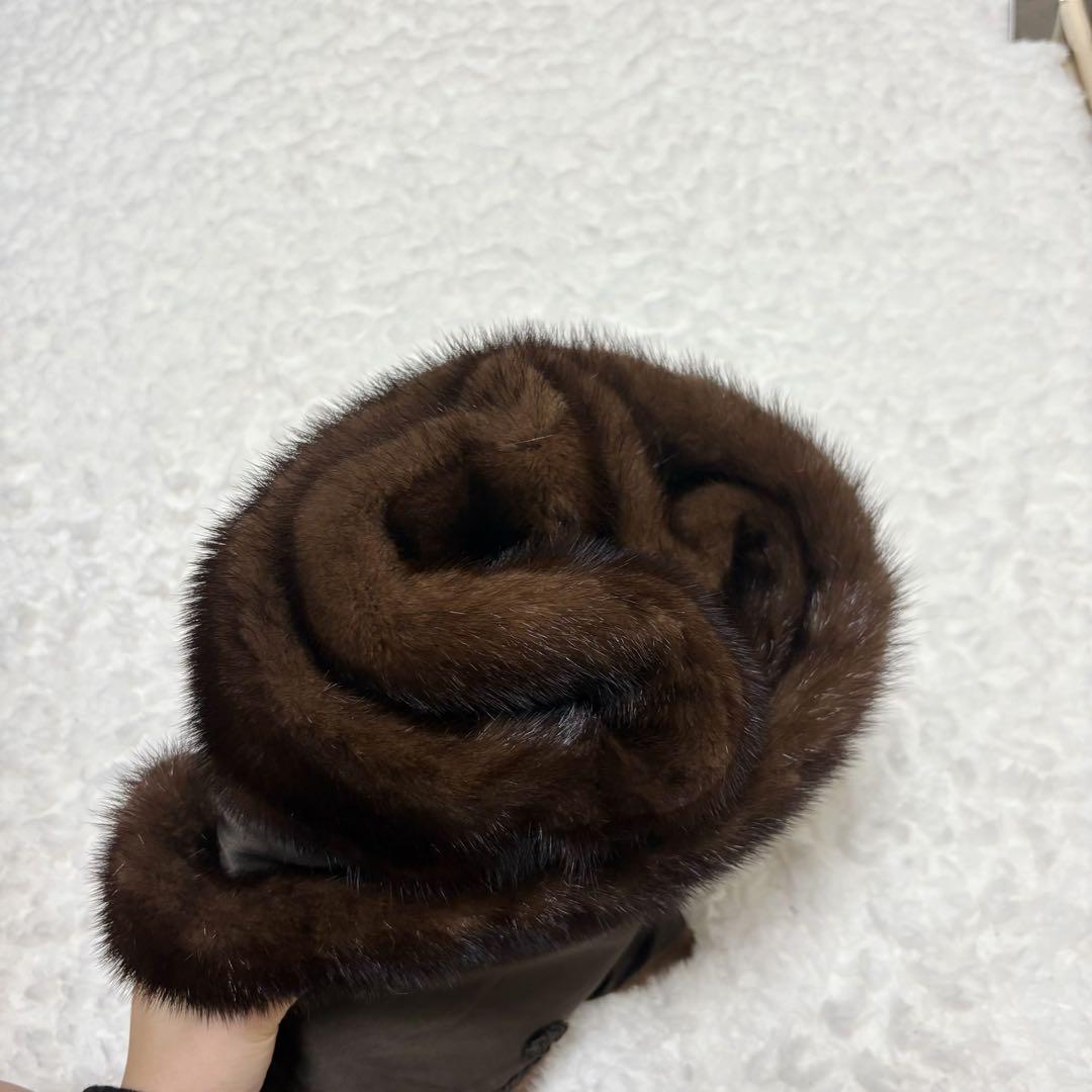 【極上光沢·極美品】大判 ミンクファー　毛皮マフラー　ストール