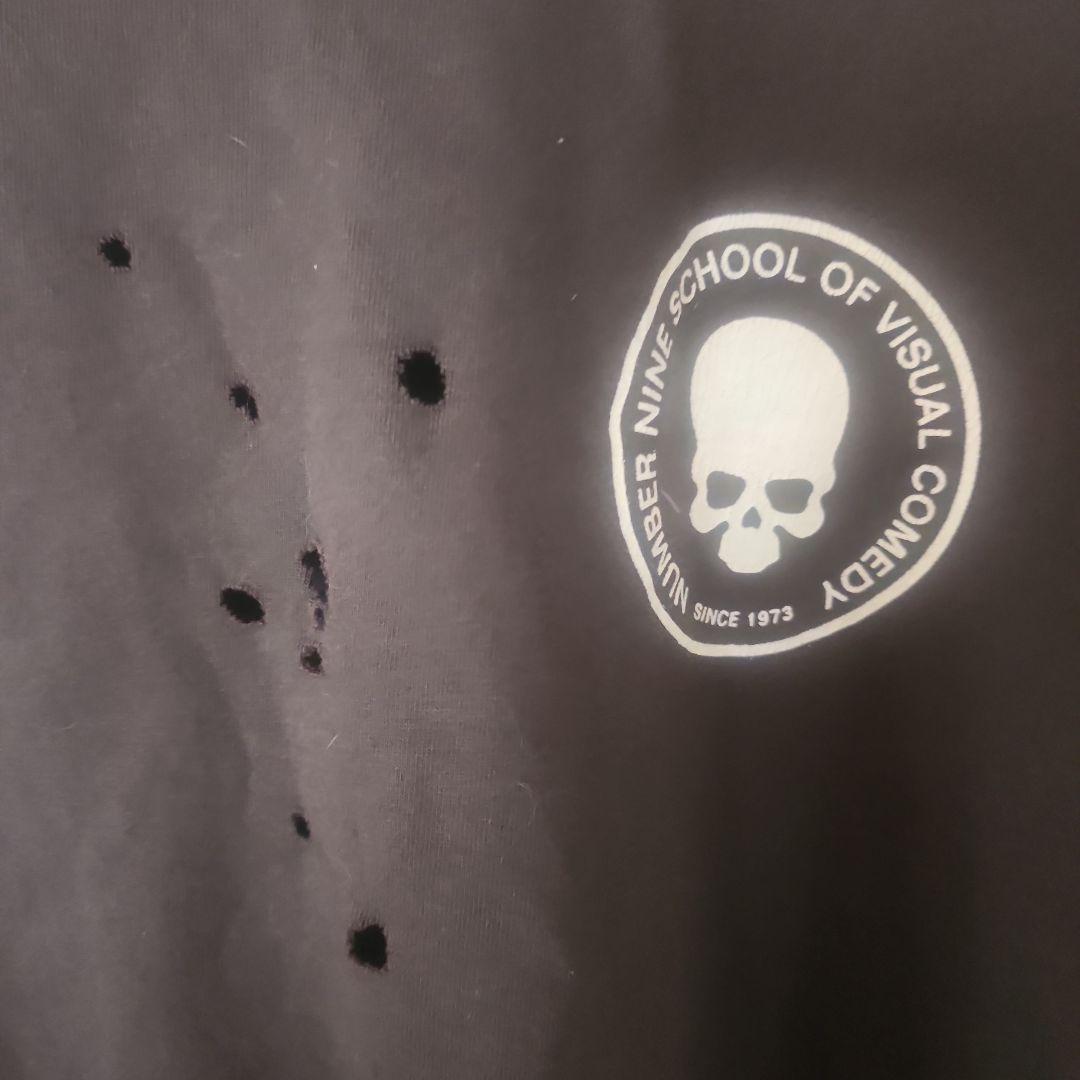 ナンバーナイン　穴開きスカルTシャツ　ブラック　サイズ３　散弾銃　再販