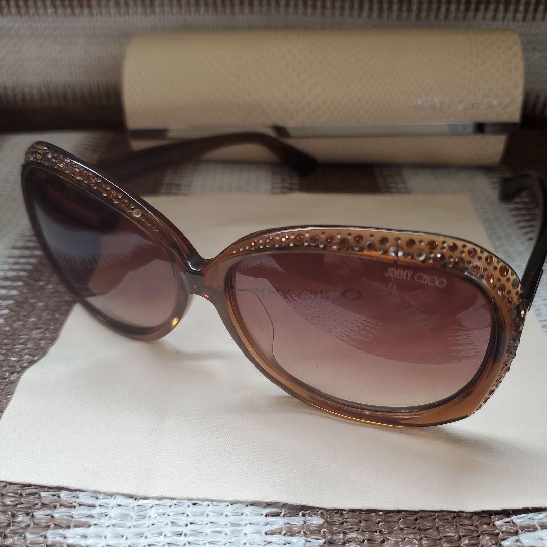 ☆美品☆JIMMY CHOO☆サングラスダークブラウン☆ラインストーン☆