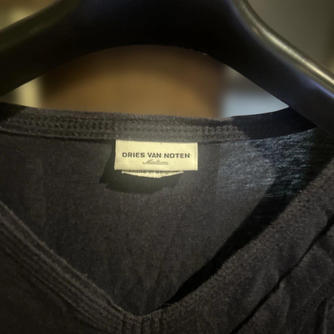 DRIES VAN NOTEN ダークネイビーVネック ロングT ベルギー製